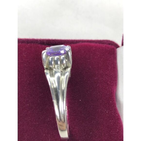 Art Deco Style 925 Purple Stone Ring Size 9 - Picture 10 of 14